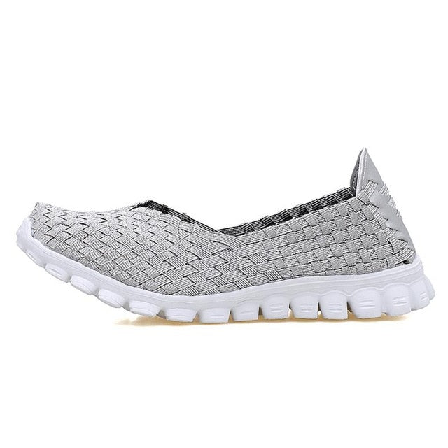 2017 new hollow fabric shoes female flying net air movement hand weaving increased thick shoes elastic woven belt  sport shoe