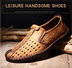 Merkmak Breathable Hole Summer Leisure Loafers for Men Hollow Out Beach Casual Shoes Soft Comfortable Driving Footwear Moccasins