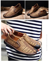 Merkmak Breathable Hole Summer Leisure Loafers for Men Hollow Out Beach Casual Shoes Soft Comfortable Driving Footwear Moccasins