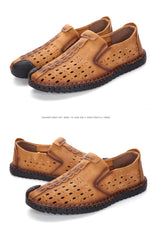 Merkmak Breathable Hole Summer Leisure Loafers for Men Hollow Out Beach Casual Shoes Soft Comfortable Driving Footwear Moccasins