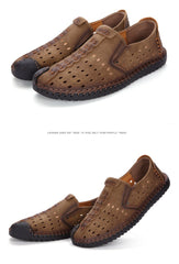 Merkmak Breathable Hole Summer Leisure Loafers for Men Hollow Out Beach Casual Shoes Soft Comfortable Driving Footwear Moccasins