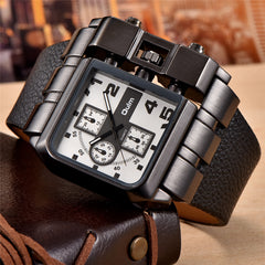 Oulm 3364 Casual Wristwatch Square Dial Wide Strap Men's Quartz Watch Luxury Brand Male Clock Super Big Men Watches montre homme