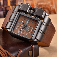 Oulm 3364 Casual Wristwatch Square Dial Wide Strap Men's Quartz Watch Luxury Brand Male Clock Super Big Men Watches montre homme