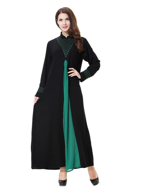 Muslim Women Long sleeve Dubai lace Dress maxi abaya jalabiya islamic women dress clothing Moroccan fashion embroidery