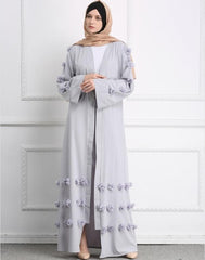 Elegant adult Muslim Abaya Arab Turkish Singapore cardigan appliques Jilbab Dubai Muslims Women Dresses Islamic dress wj1248