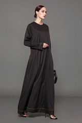 2018 Women Muslim Abaya O Neck Long Sleeve 4XL Plus Size Black Dubai Abaya Dress Patchwork Middle East Robe islamique femme