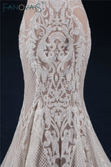 Vintage Lace Mermaid Wedding Dress Turkey Vestido de Novia Sequin Lace Sheer Bridal Gowns Robe mariee Sexy Wedding Dresses 2019