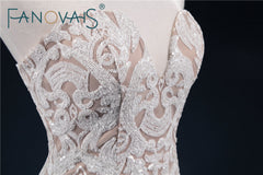 Vintage Lace Mermaid Wedding Dress Turkey Vestido de Novia Sequin Lace Sheer Bridal Gowns Robe mariee Sexy Wedding Dresses 2019