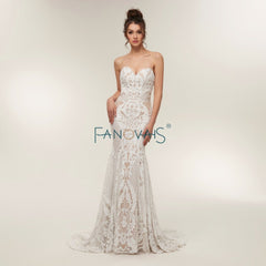 Vintage Lace Mermaid Wedding Dress Turkey Vestido de Novia Sequin Lace Sheer Bridal Gowns Robe mariee Sexy Wedding Dresses 2019