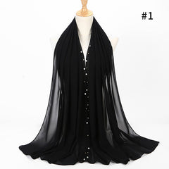 1pc Golded Beaded pearl scarf Big Solider Color quality bubble chiffon scarf plain shawls hijab muslim scarf 20 color 180*75cm