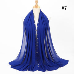 1pc Golded Beaded pearl scarf Big Solider Color quality bubble chiffon scarf plain shawls hijab muslim scarf 20 color 180*75cm