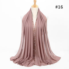 1pc Golded Beaded pearl scarf Big Solider Color quality bubble chiffon scarf plain shawls hijab muslim scarf 20 color 180*75cm
