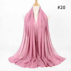 1pc Golded Beaded pearl scarf Big Solider Color quality bubble chiffon scarf plain shawls hijab muslim scarf 20 color 180*75cm
