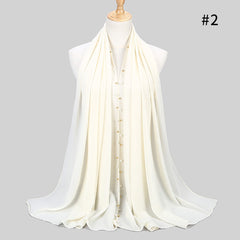 1pc Golded Beaded pearl scarf Big Solider Color quality bubble chiffon scarf plain shawls hijab muslim scarf 20 color 180*75cm