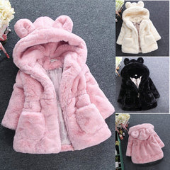 2018 New Winter Baby Girls Clothes Faux Fur Fleece Coat Pageant Warm Jacket Xmas Snowsuit 1-8Y Baby Hooded Jacket Outerwear