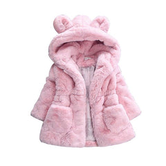 2018 New Winter Baby Girls Clothes Faux Fur Fleece Coat Pageant Warm Jacket Xmas Snowsuit 1-8Y Baby Hooded Jacket Outerwear