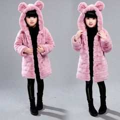 Girl's Winter Imitation Fur Coat 2018 Girls Thick Fluff Warm Coat Children Baby Clothes Kid Thick Plus Velvet Coat Wholesale