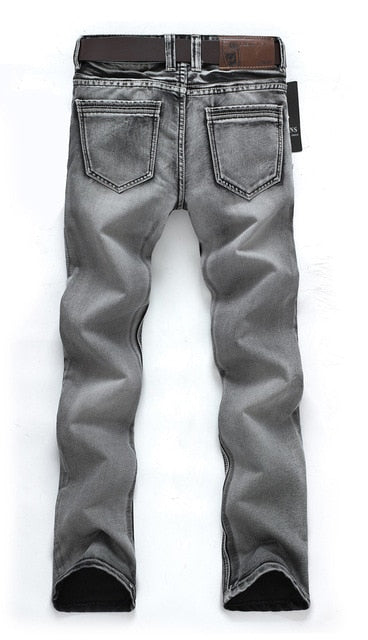 AIRGRACIAS Mens Jeans Classic Retro Nostalgia Straight Denim Jeans Men Plus Size 28-38 Men Long Pants Trousers Brand Biker Jean