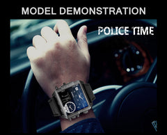 BOAMIGO brand men sports watches 3 time zone big man fashion watch leather quartz wristwatches relogio masculino montre homme
