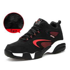 2018 New Arrival Men Women Winter Thermal Sport Shoes Brands Warm Running Sneakers Black Fur Sport Trainers Leather Sneakers