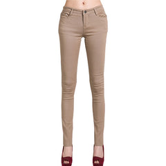 2018 Women's Jeans Candy Pants Pencil Jeans Ladies Elastic Slim Trousers Mid Waist Full Length Zipper Stretch Skinny Women Pants