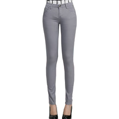 2018 Women's Jeans Candy Pants Pencil Jeans Ladies Elastic Slim Trousers Mid Waist Full Length Zipper Stretch Skinny Women Pants