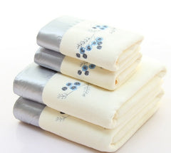 2pcs/set Microfiber Elegant Embroidered Towel Sets Solid 1pc Face Towel and 1pc Bath Towel Quick Dry Towels Bathroom for Adult