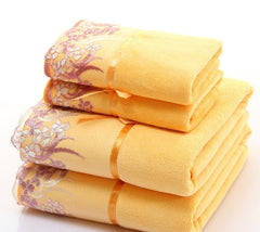 2pcs/set Microfiber Elegant Embroidered Towel Sets Solid 1pc Face Towel and 1pc Bath Towel Quick Dry Towels Bathroom for Adult