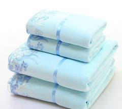 2pcs/set Microfiber Elegant Embroidered Towel Sets Solid 1pc Face Towel and 1pc Bath Towel Quick Dry Towels Bathroom for Adult