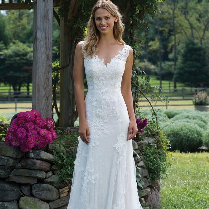 Fansmile New Vestido De Noiva White Lace Mermaid Wedding Dress 2018 Train Plus Size Customized Wedding Gown Bride Dress FSM-466M