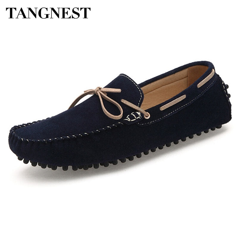 Tangnest Men Flat Shoes 2019 New Square Toe Men Loafers Soft Leather Comfortable Men Shoe Driving Shoes Man Size 39~47 XMR1675