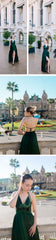 COLROVIE Green Sequin Split V-Neck Summer Dress New High Waist Backless Maxi Dress Sexy Satin Women Evening Party Dress