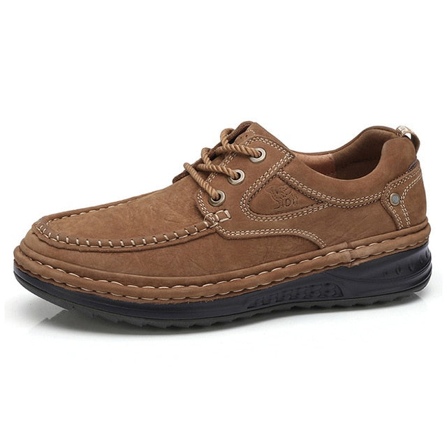 Camel Autumn Winter Genuine Leather Men's Shoes Lace-up Man Outdoor Casual Shoes Thick Bottom Stitch Non-slip Male Shoes