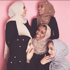 M MISM Hot Popular 190*100cm Cotton Bubble Beads Wrinkle Scarf Women Imitation Pearl hijab scarf Muslim Female Head Scarf sjaal