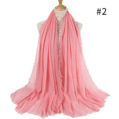 M MISM Hot Popular 190*100cm Cotton Bubble Beads Wrinkle Scarf Women Imitation Pearl hijab scarf Muslim Female Head Scarf sjaal