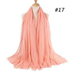 M MISM Hot Popular 190*100cm Cotton Bubble Beads Wrinkle Scarf Women Imitation Pearl hijab scarf Muslim Female Head Scarf sjaal