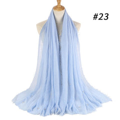 M MISM Hot Popular 190*100cm Cotton Bubble Beads Wrinkle Scarf Women Imitation Pearl hijab scarf Muslim Female Head Scarf sjaal