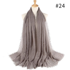 M MISM Hot Popular 190*100cm Cotton Bubble Beads Wrinkle Scarf Women Imitation Pearl hijab scarf Muslim Female Head Scarf sjaal