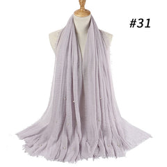 M MISM Hot Popular 190*100cm Cotton Bubble Beads Wrinkle Scarf Women Imitation Pearl hijab scarf Muslim Female Head Scarf sjaal
