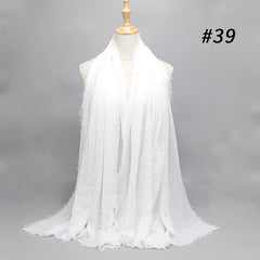 M MISM Hot Popular 190*100cm Cotton Bubble Beads Wrinkle Scarf Women Imitation Pearl hijab scarf Muslim Female Head Scarf sjaal