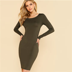 COLROVIE Red Backless Split Twist Sexy Dress Women Autumn Green Elegant  Long Sleeve Party Dress Bodycon Evening Mini Dresses