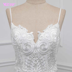 YQLNNE Lace Mermaid Wedding Dress 2019 Vestido De Noiva Spaghetti Backless Sweep Train Bridal Gown