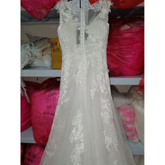 Fansmile New Vestido De Noiva White Lace Mermaid Wedding Dress 2018 Train Plus Size Customized Wedding Gown Bride Dress FSM-466M