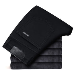 2018 Winter New Men Warm Slim Jeans Elasticity Skinny Black Jeans Fashion Casual Thick Denim Pants Trousers Male Brand Clothes