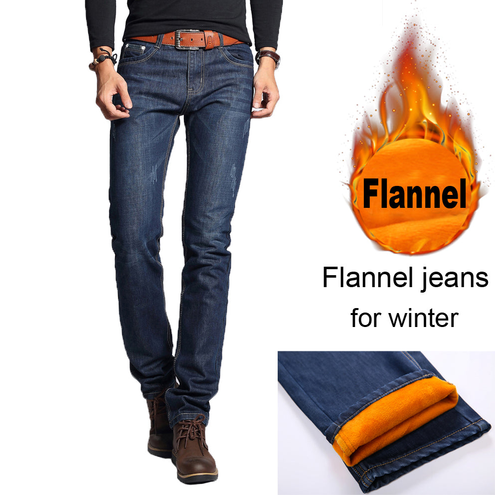 NIGRITY 2018 winter Men's Fashion flannel Jeans For Young Men Sale Men's fleece Pants Casual Straight Trousers plus size 28-40
