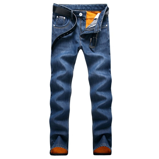 NIGRITY 2018 winter Men's Fashion flannel Jeans For Young Men Sale Men's fleece Pants Casual Straight Trousers plus size 28-40