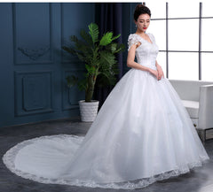 Cheap 2019 New Fashion Luxury High-end sleeved Wedding Dresses 2018 With lace Beads Fashion Bridal Gown Vestidos De Noiva