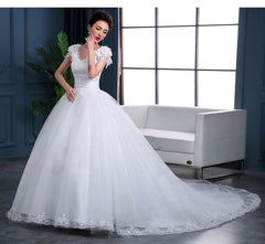 Cheap 2019 New Fashion Luxury High-end sleeved Wedding Dresses 2018 With lace Beads Fashion Bridal Gown Vestidos De Noiva