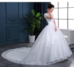 Cheap 2019 New Fashion Luxury High-end sleeved Wedding Dresses 2018 With lace Beads Fashion Bridal Gown Vestidos De Noiva