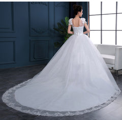 Cheap 2019 New Fashion Luxury High-end sleeved Wedding Dresses 2018 With lace Beads Fashion Bridal Gown Vestidos De Noiva